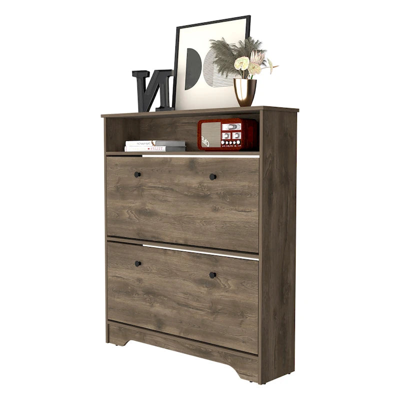 Cranbery 2-Shelf Shoe Rack Dark Brown