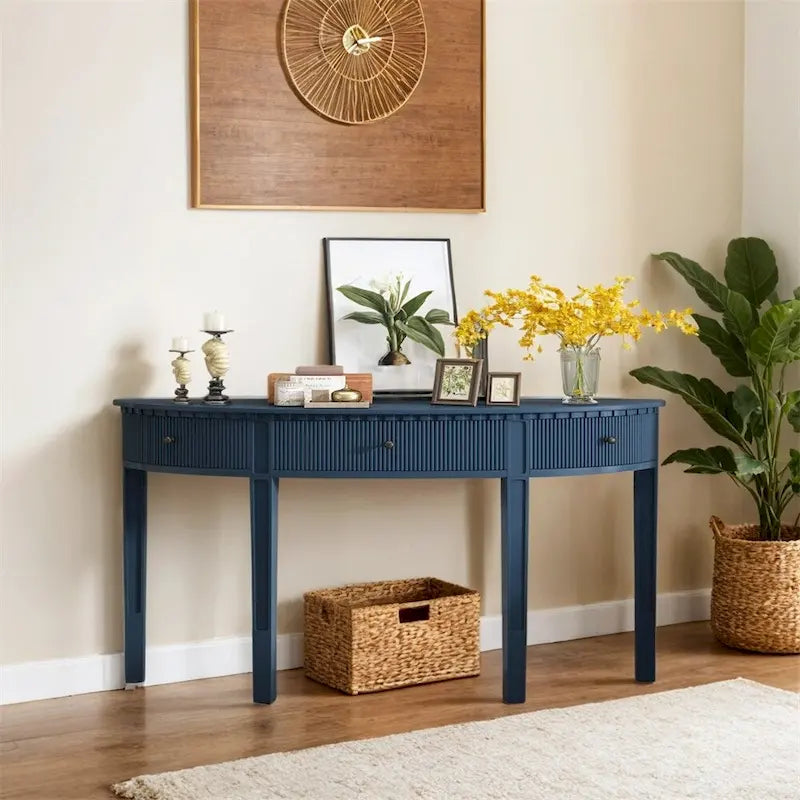 U-Style Distinctive Features of Pine Veneer Console Table
