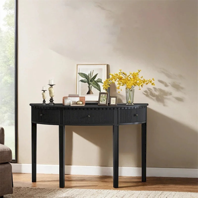 U-Style Distinctive Features of Pine Veneer Console Table