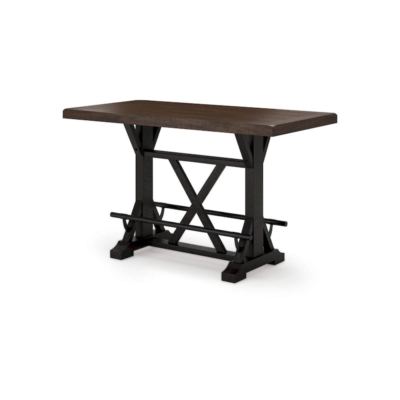 Becy Counter Height Dining Table, 60 Inch, Brown, Black Pine Wood