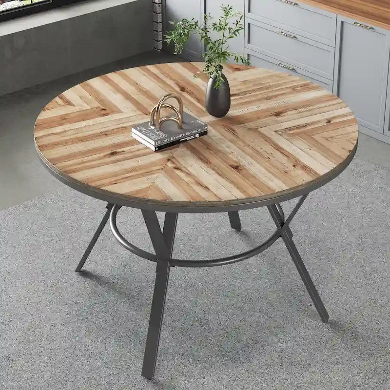 Indoor Dining Round Table With Metal Legs