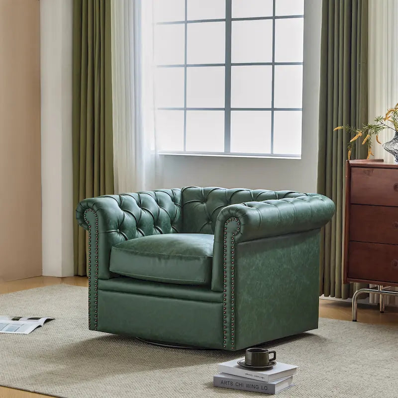 Christopher Knight Home - Chesterfield Swivel Club Chair with Deep Button Tufting and 360-Degree Rotation