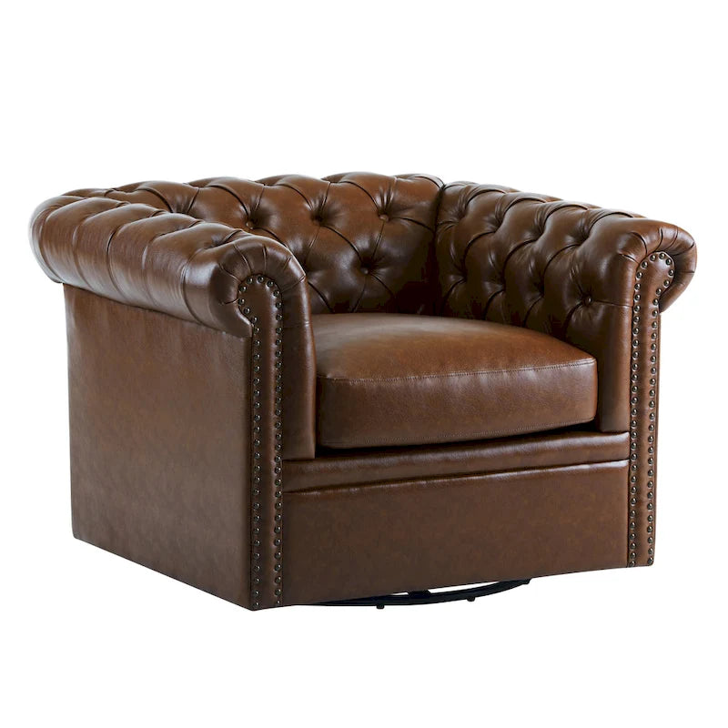 Christopher Knight Home - Chesterfield Swivel Club Chair with Deep Button Tufting and 360-Degree Rotation