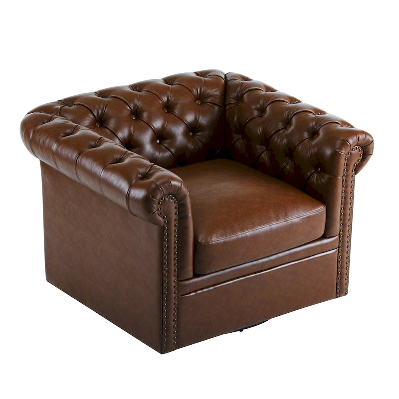 Christopher Knight Home - Chesterfield Swivel Club Chair with Deep Button Tufting and 360-Degree Rotation