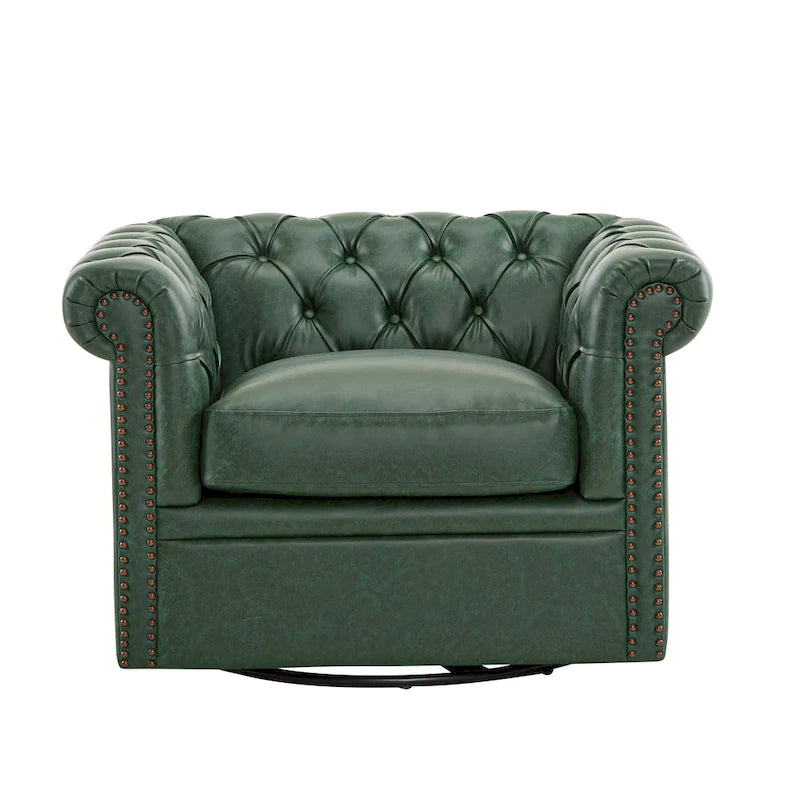 Christopher Knight Home - Chesterfield Swivel Club Chair with Deep Button Tufting and 360-Degree Rotation