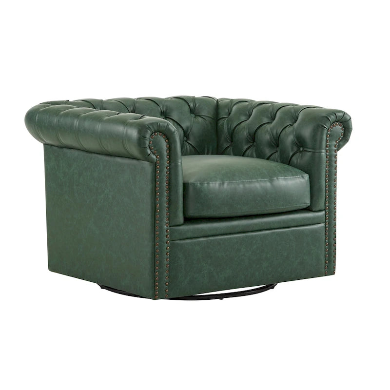 Christopher Knight Home - Chesterfield Swivel Club Chair with Deep Button Tufting and 360-Degree Rotation