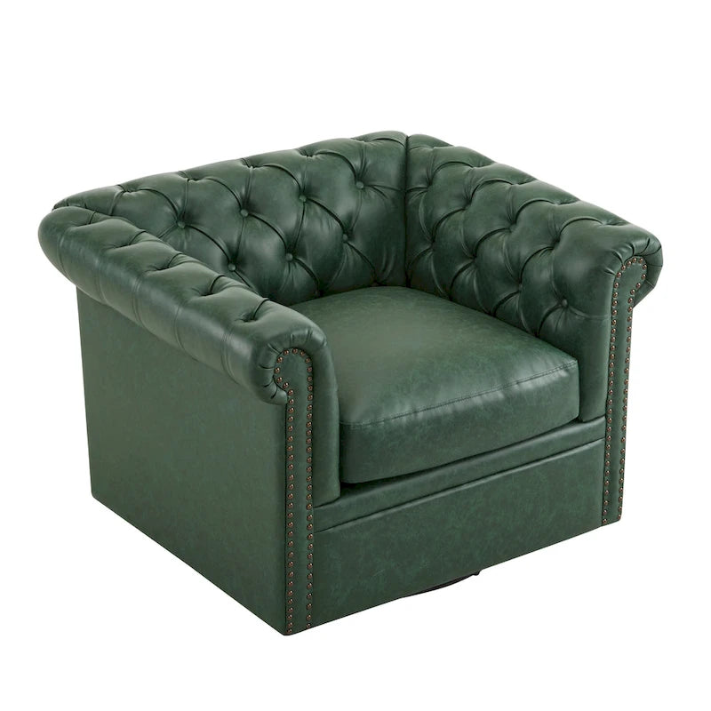 Christopher Knight Home - Chesterfield Swivel Club Chair with Deep Button Tufting and 360-Degree Rotation