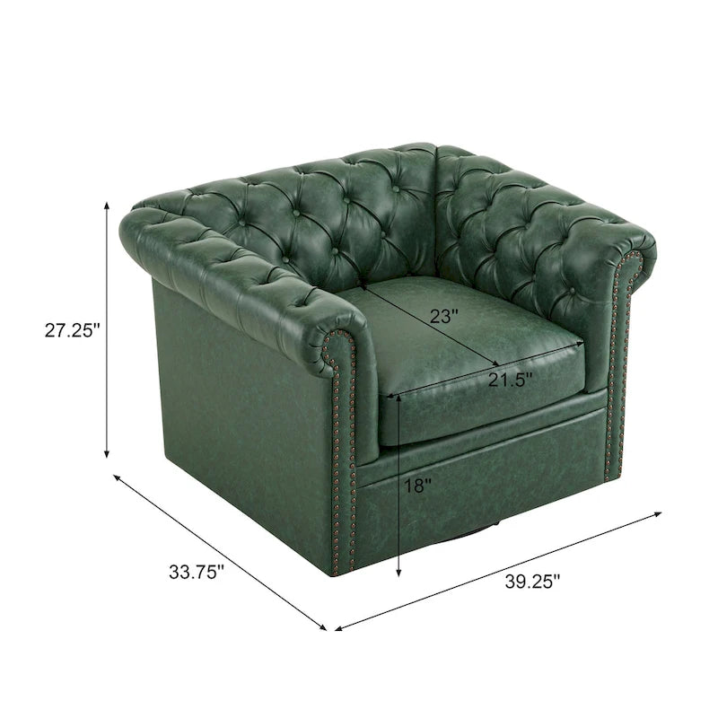 Christopher Knight Home - Chesterfield Swivel Club Chair with Deep Button Tufting and 360-Degree Rotation