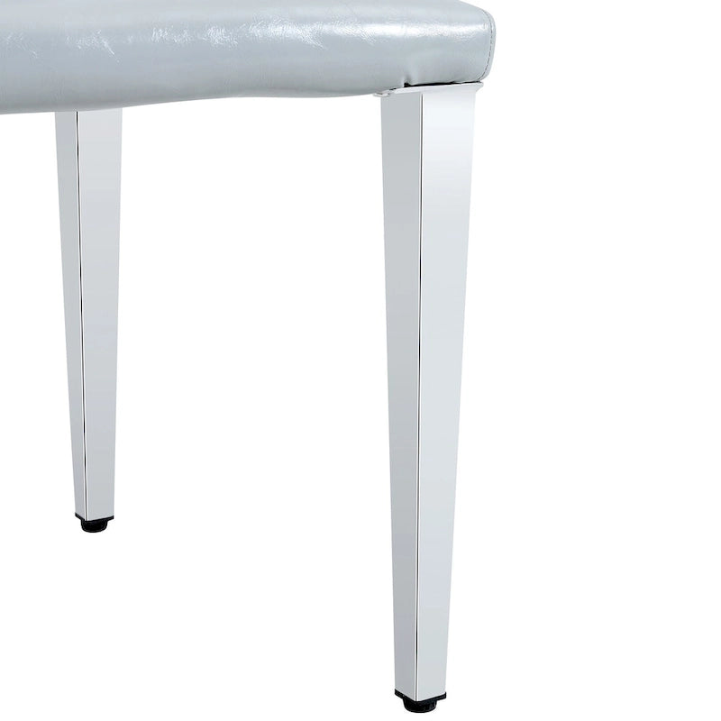 High Back Dining Chair Set of 2 PU Leather Upholstered Chair Living Room Decorative Side Chair Metal Frame Home Chair