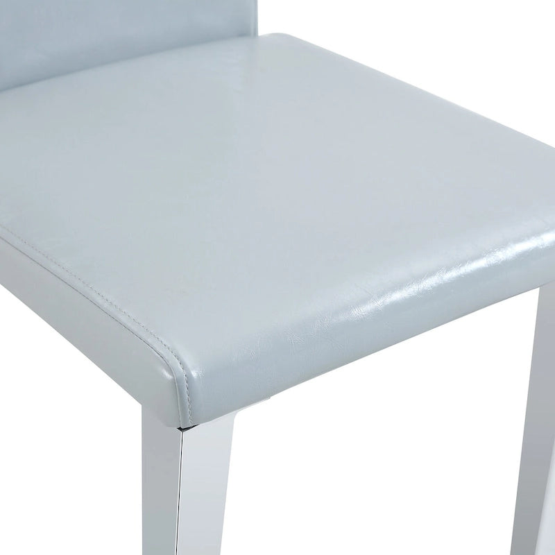 High Back Dining Chair Set of 2 PU Leather Upholstered Chair Living Room Decorative Side Chair Metal Frame Home Chair
