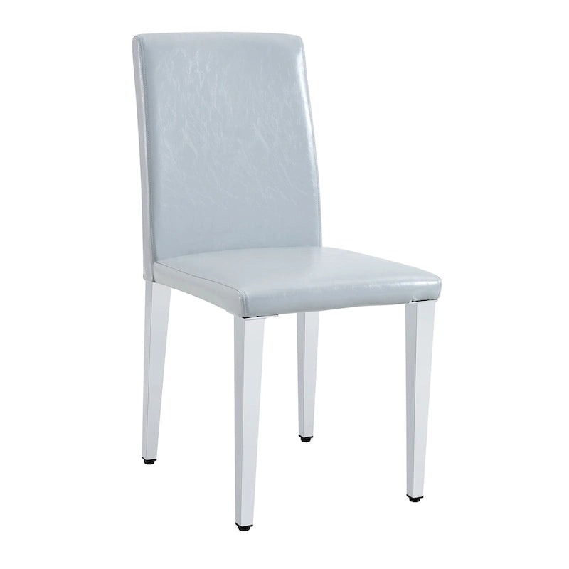 High Back Dining Chair Set of 2 PU Leather Upholstered Chair Living Room Decorative Side Chair Metal Frame Home Chair