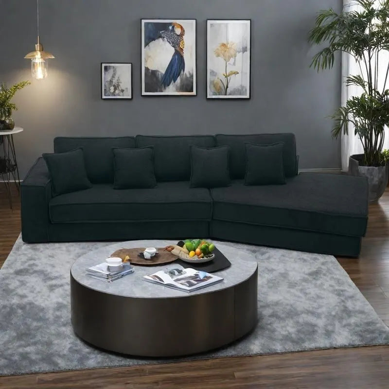 133 Lamb Velvet Convertible Sleeper Sofa with 7 Pillows (3 Back + 4 Throw), Foldable Gaming Bed Design