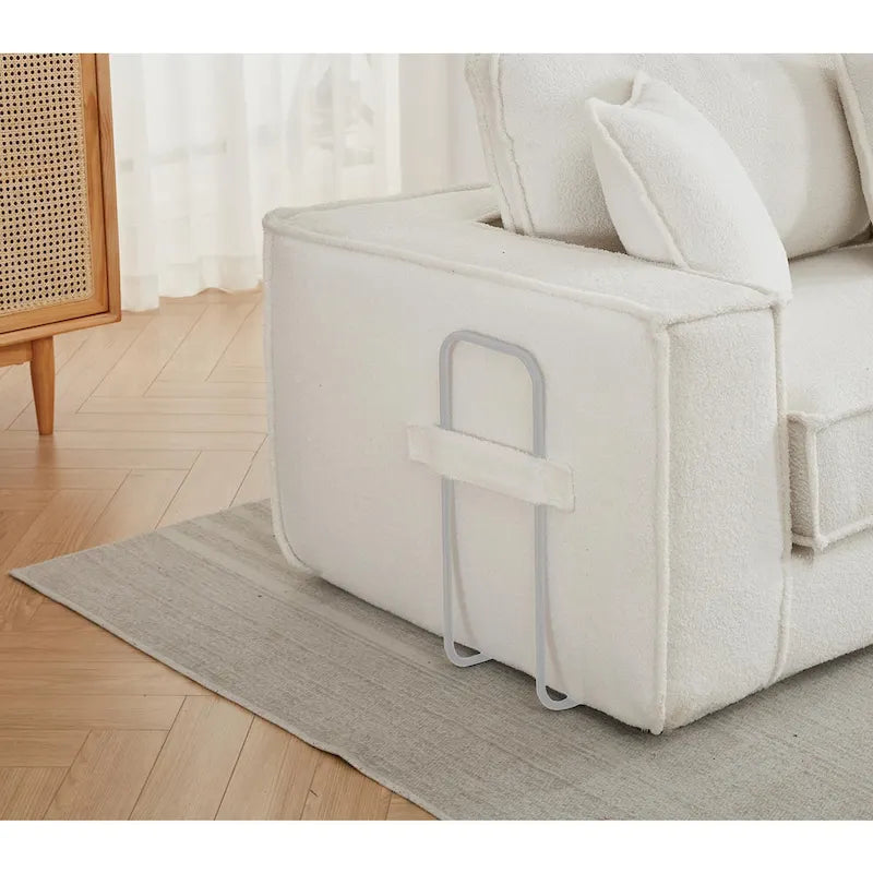 133 Lamb Velvet Convertible Sleeper Sofa with 7 Pillows (3 Back + 4 Throw), Foldable Gaming Bed Design