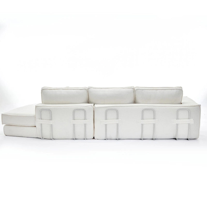 133 Lamb Velvet Convertible Sleeper Sofa with 7 Pillows (3 Back + 4 Throw), Foldable Gaming Bed Design