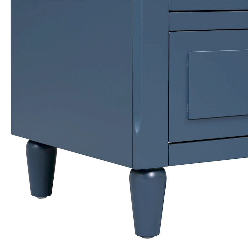 Mid-Century Modern Nightstand, Wooden Lockers with Metal Handle 3 Drawers, Entry Side Table with Solid Wood Legs