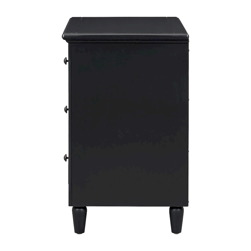 Mid-Century Modern Nightstand, Wooden Lockers with Metal Handle 3 Drawers, Entry Side Table with Solid Wood Legs