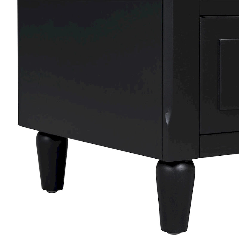 Mid-Century Modern Nightstand, Wooden Lockers with Metal Handle 3 Drawers, Entry Side Table with Solid Wood Legs