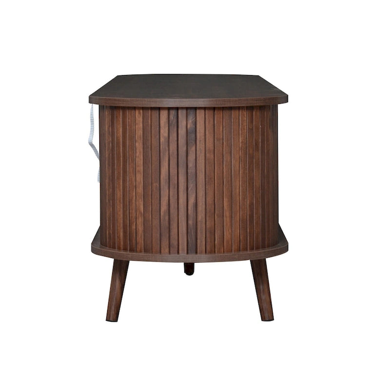 Mid-Century Modern TV Stand for 80 TV, Entertainment Center with Storage Media Console Table with 2 Drawers
