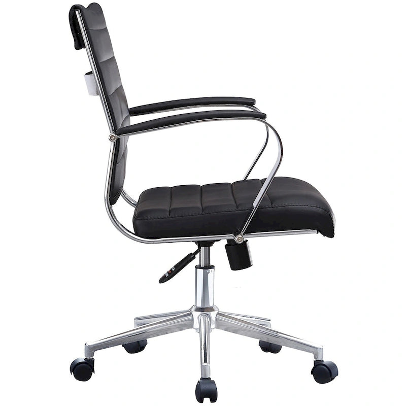 Modern Office Chair, Executive Mid-Back Conference Room Chair in PU Leather with Wheels and Arms