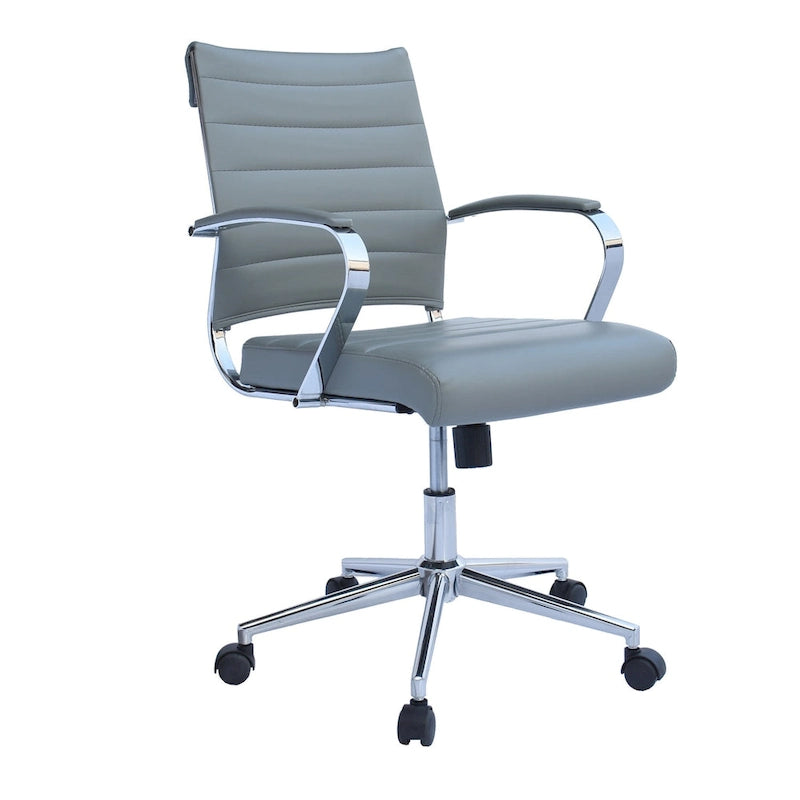 Modern Office Chair, Executive Mid-Back Conference Room Chair in PU Leather with Wheels and Arms