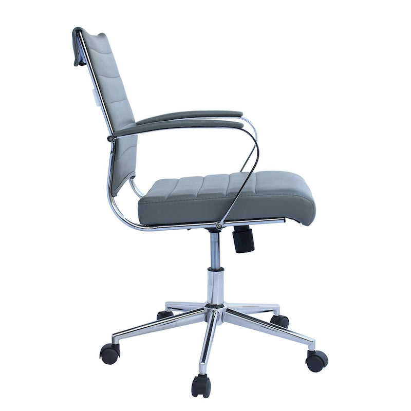 Modern Office Chair, Executive Mid-Back Conference Room Chair in PU Leather with Wheels and Arms