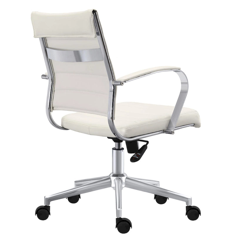 Modern Office Chair, Executive Mid-Back Conference Room Chair in PU Leather with Wheels and Arms