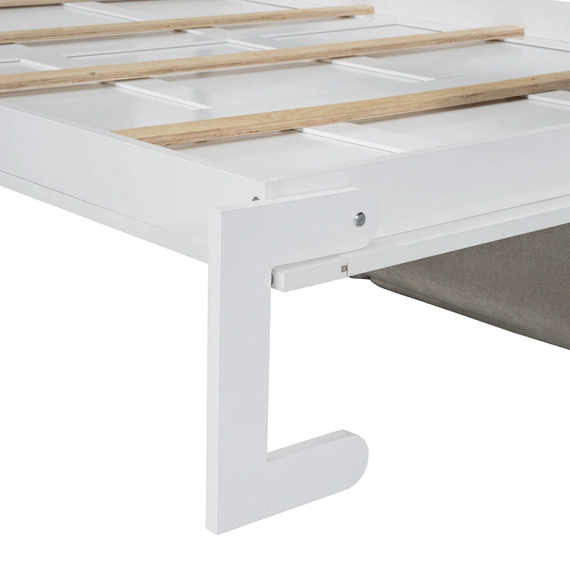 Queen Size Convertible Murphy Bed And Sofa - Space-Saving 2-in-1 Design with Integrated Storage, Dual-Piston Mechanism
