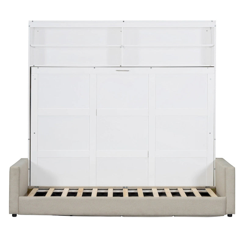 Queen Size Convertible Murphy Bed And Sofa - Space-Saving 2-in-1 Design with Integrated Storage, Dual-Piston Mechanism