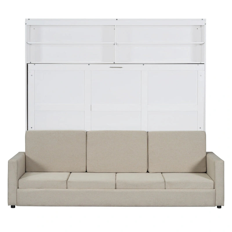 Queen Size Convertible Murphy Bed And Sofa - Space-Saving 2-in-1 Design with Integrated Storage, Dual-Piston Mechanism