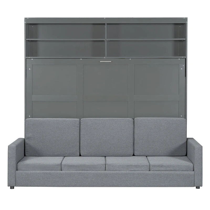 Queen Size Convertible Murphy Bed And Sofa - Space-Saving 2-in-1 Design with Integrated Storage, Dual-Piston Mechanism