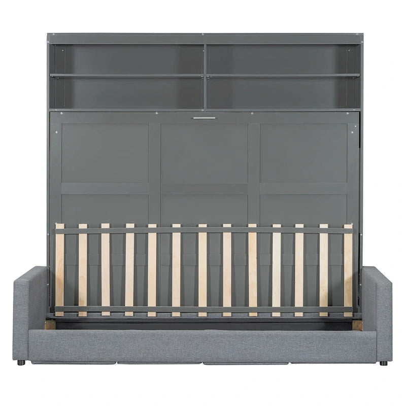 Queen Size Convertible Murphy Bed And Sofa - Space-Saving 2-in-1 Design with Integrated Storage, Dual-Piston Mechanism