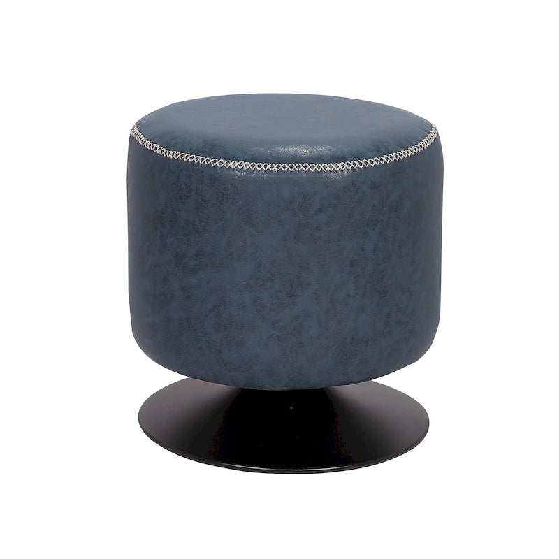 Round Vintage Upholstered Ottoman