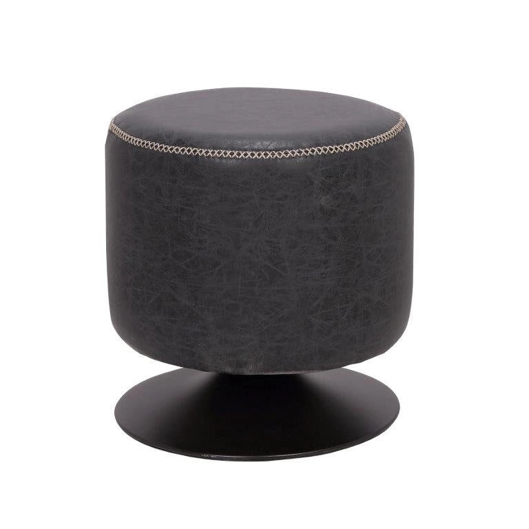 Round Vintage Upholstered Ottoman