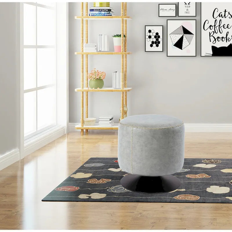Round Vintage Upholstered Ottoman
