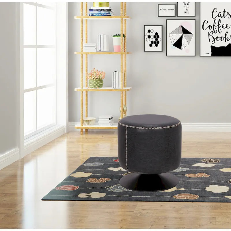 Round Vintage Upholstered Ottoman