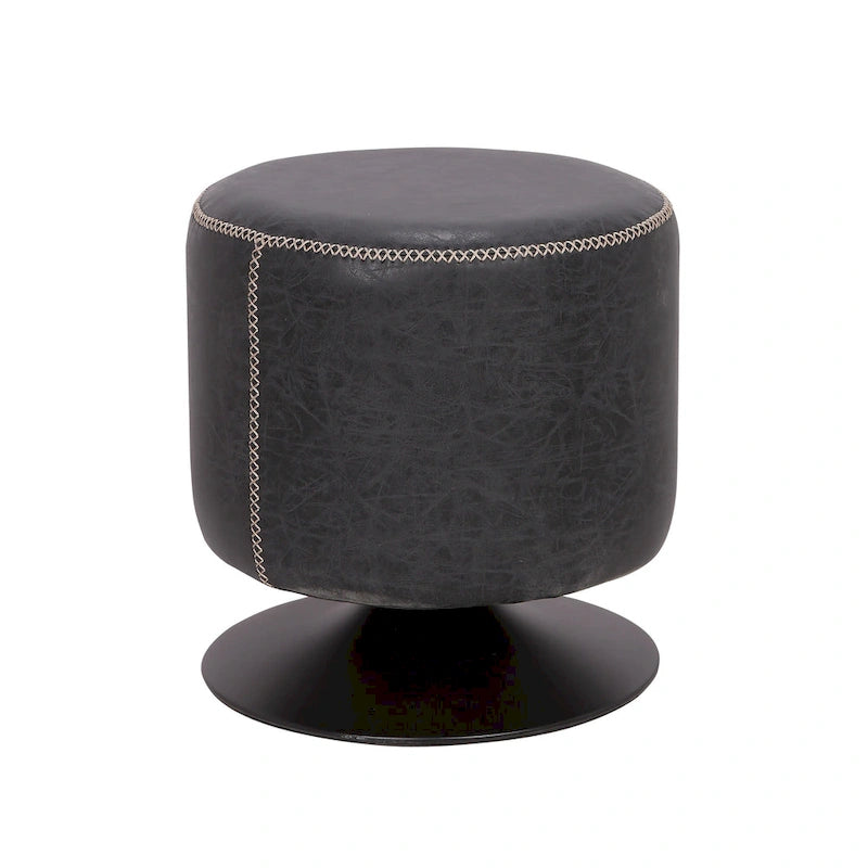 Round Vintage Upholstered Ottoman