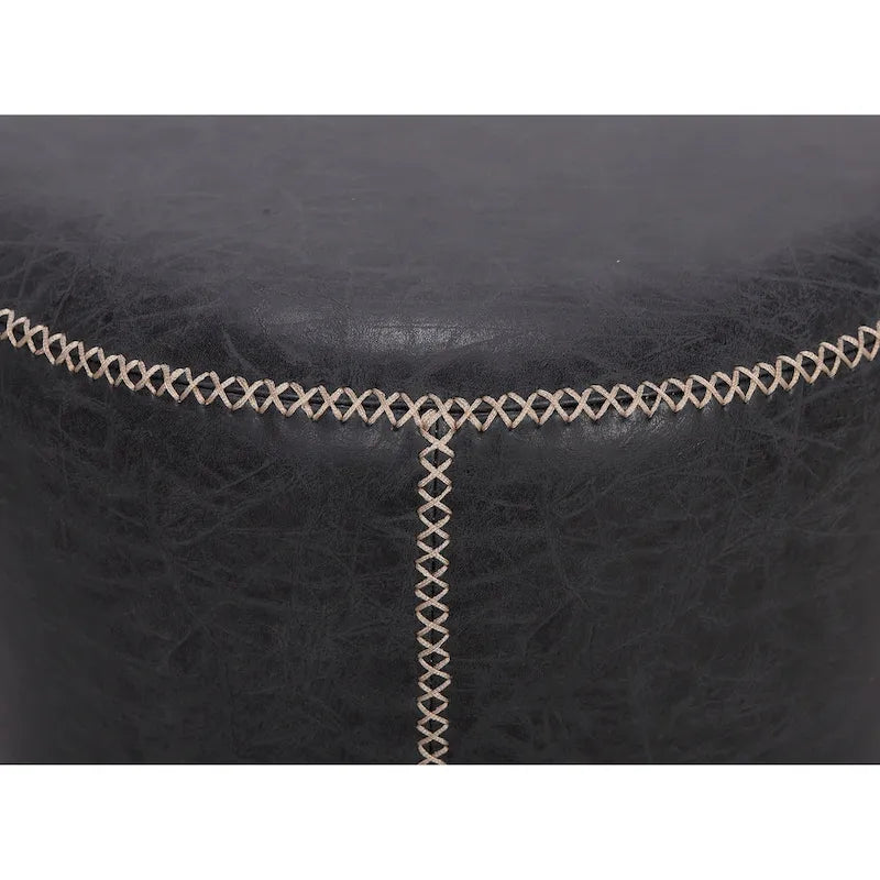 Round Vintage Upholstered Ottoman