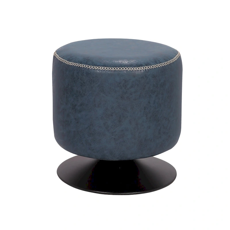 Round Vintage Upholstered Ottoman