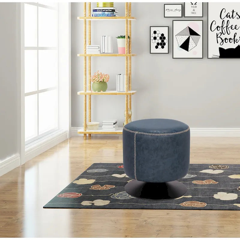 Round Vintage Upholstered Ottoman