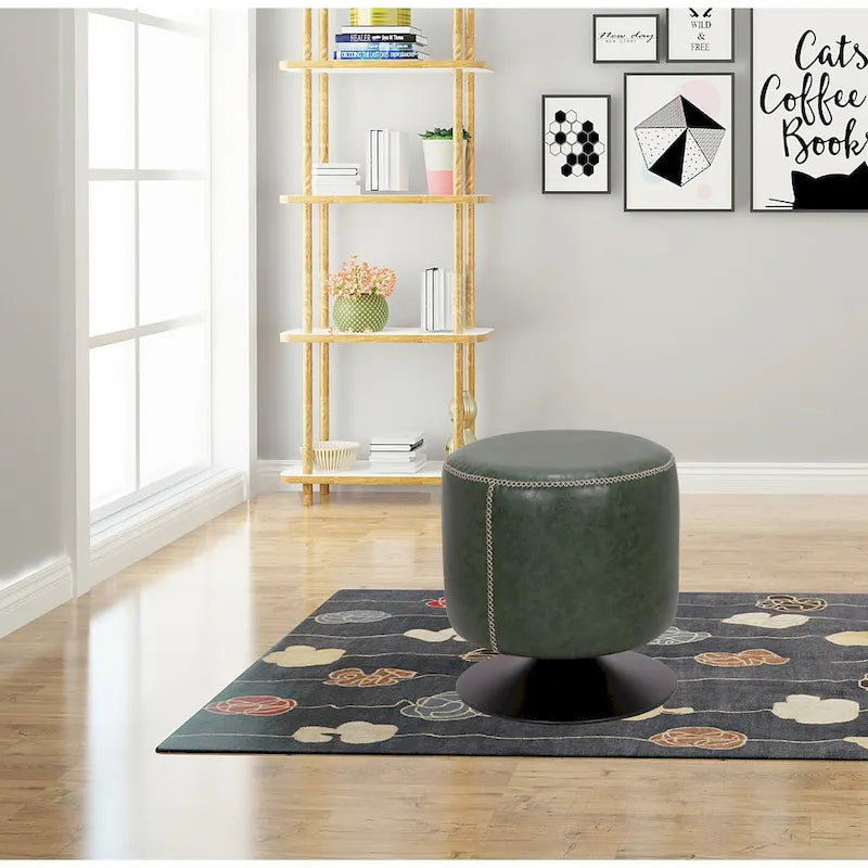 Round Vintage Upholstered Ottoman
