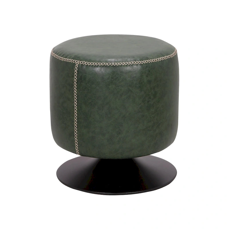 Round Vintage Upholstered Ottoman