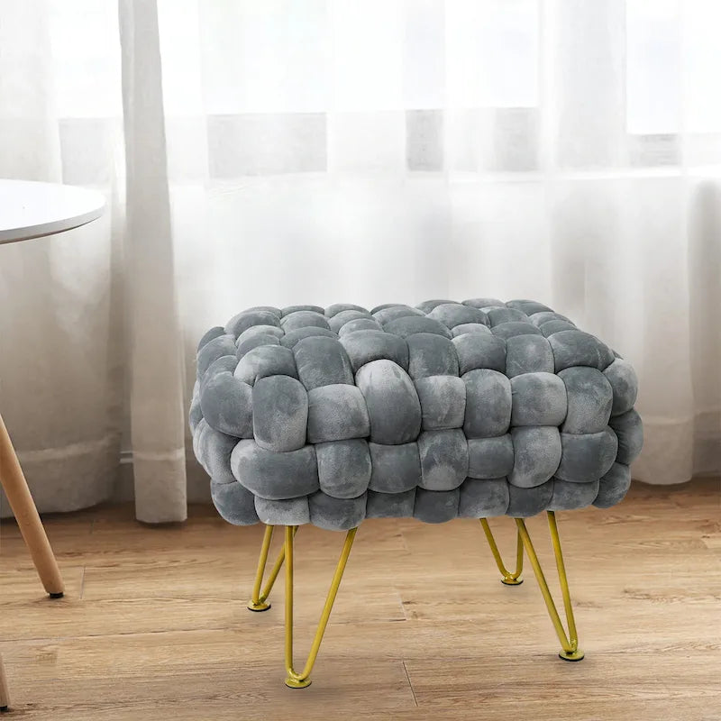 Velvet Pouf Stool 27x20x20