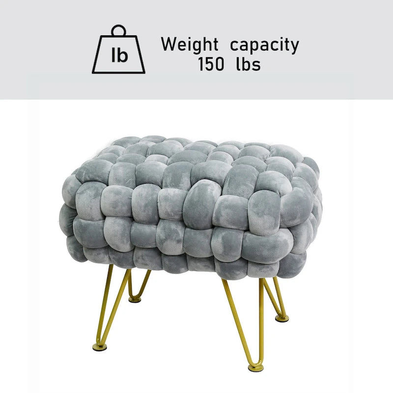 Velvet Pouf Stool 27x20x20
