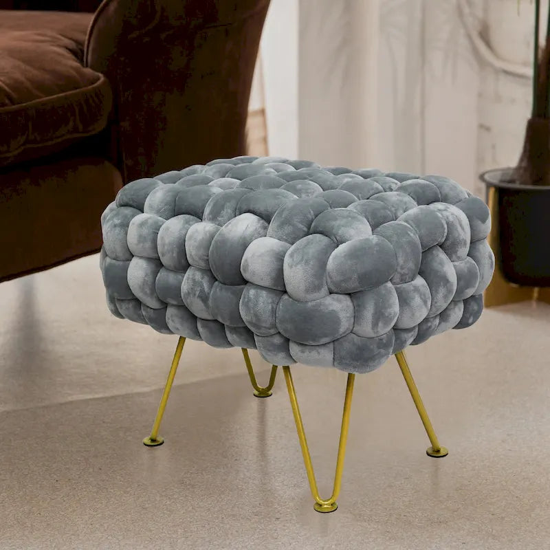 Velvet Pouf Stool 27x20x20