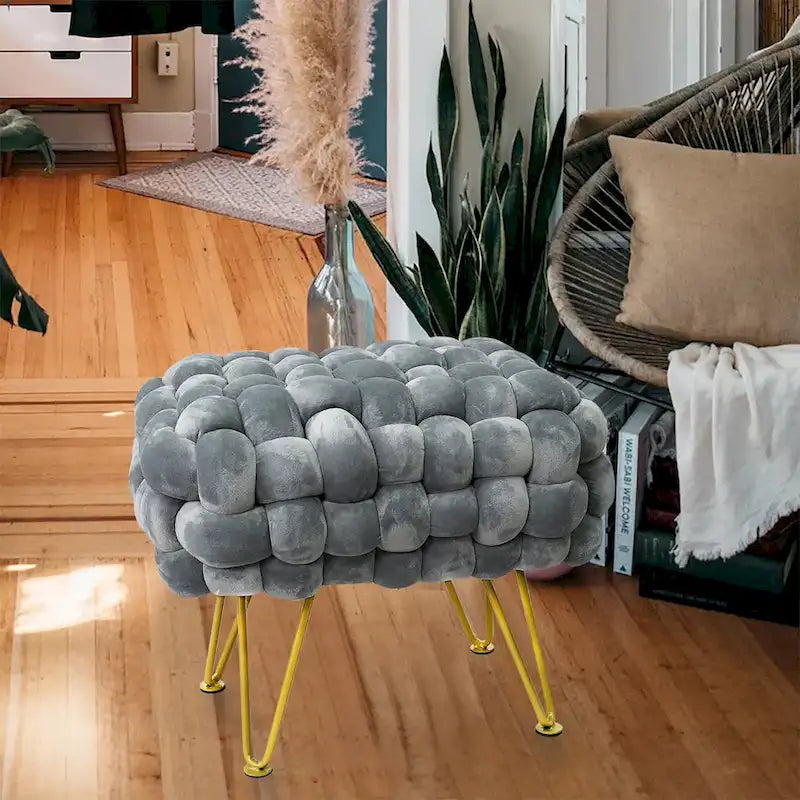 Velvet Pouf Stool 27x20x20