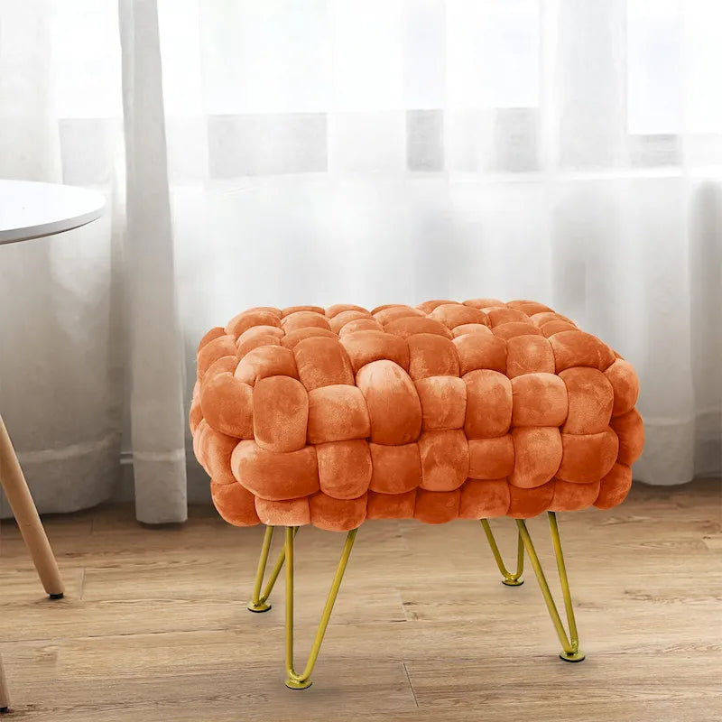 Velvet Pouf Stool 27x20x20