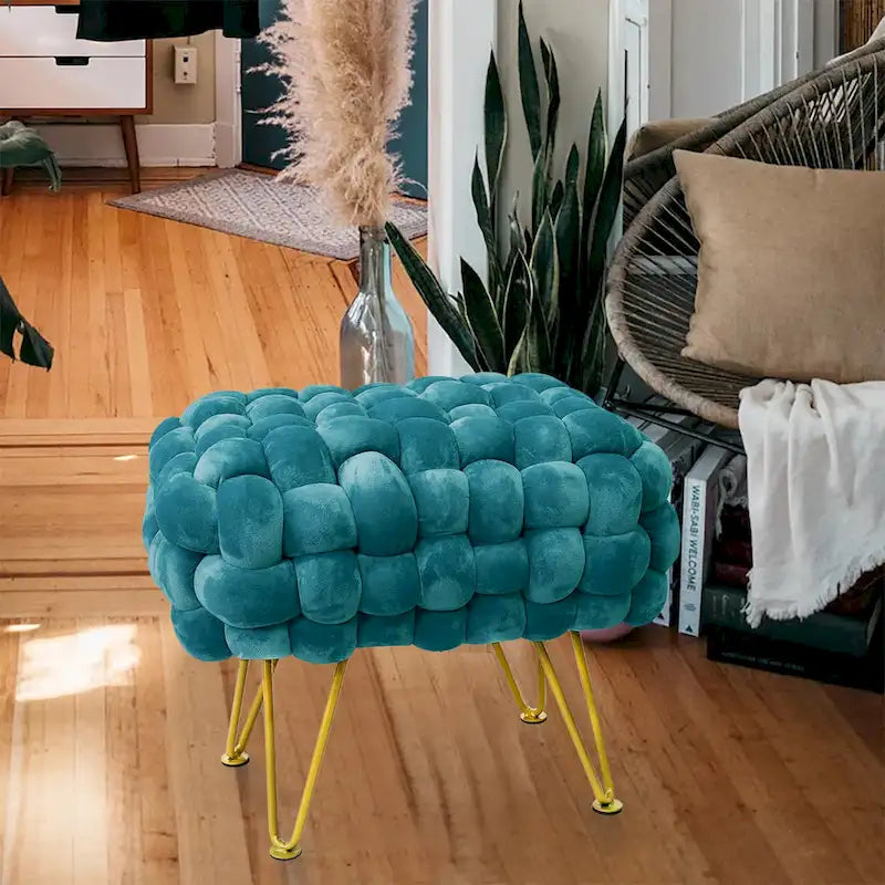 Velvet Pouf Stool 27x20x20