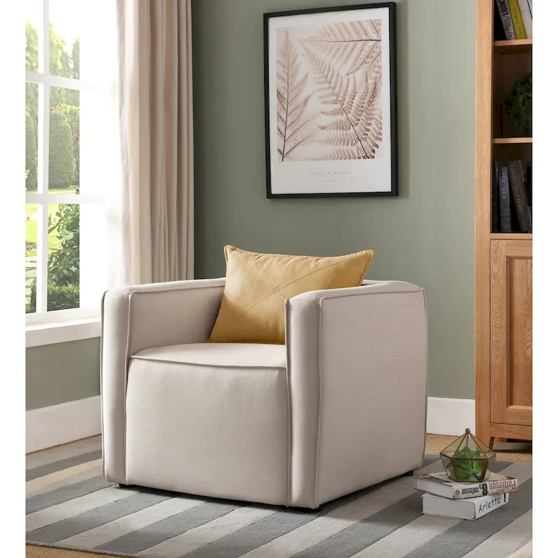 Contemporary Fabric Upholstered Accent Chair by