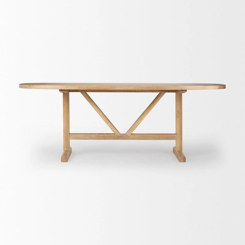 Light Brown Solid Wood Dining Table - 84L x 42W x 30H