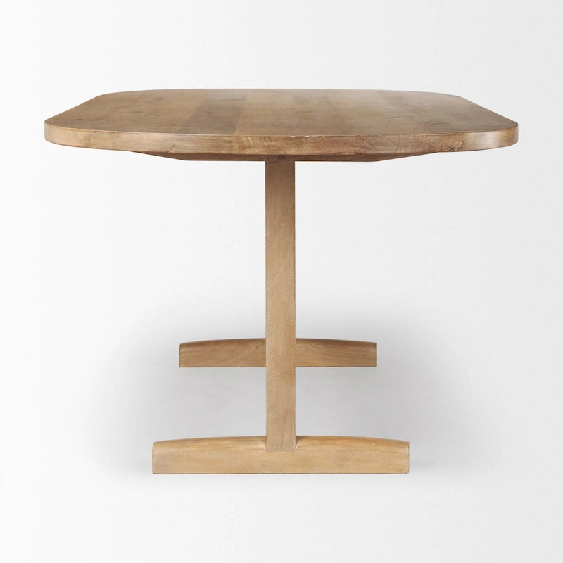 Light Brown Solid Wood Dining Table - 84L x 42W x 30H
